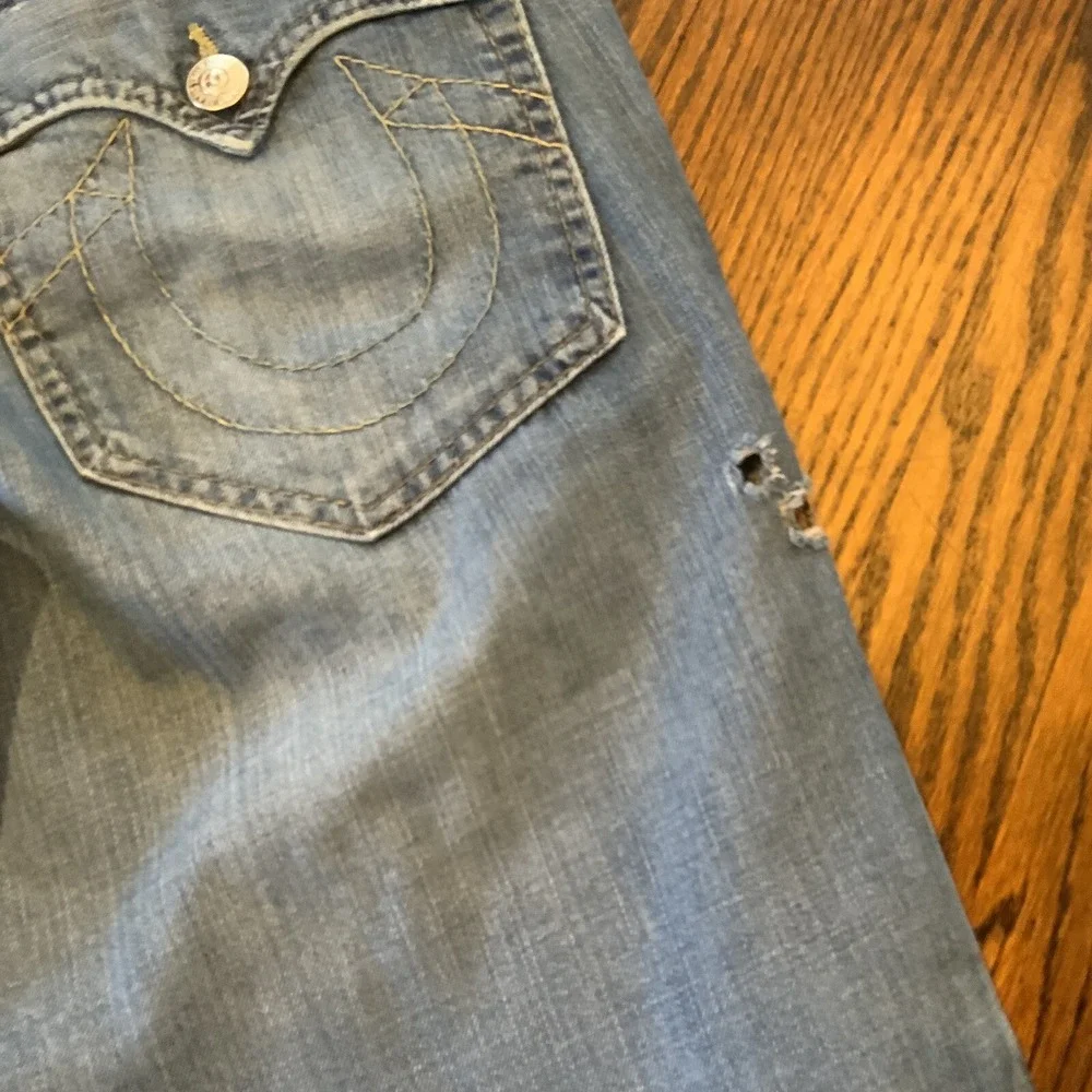 Vintage‎ True Religion Jeans 34x33 Made in USA Medium Wash Denim Flared Fit 90s